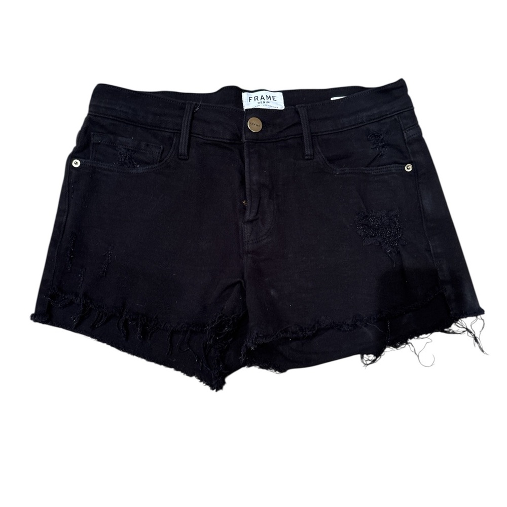 Frame Denim Women's Black Frayed Jean Shorts